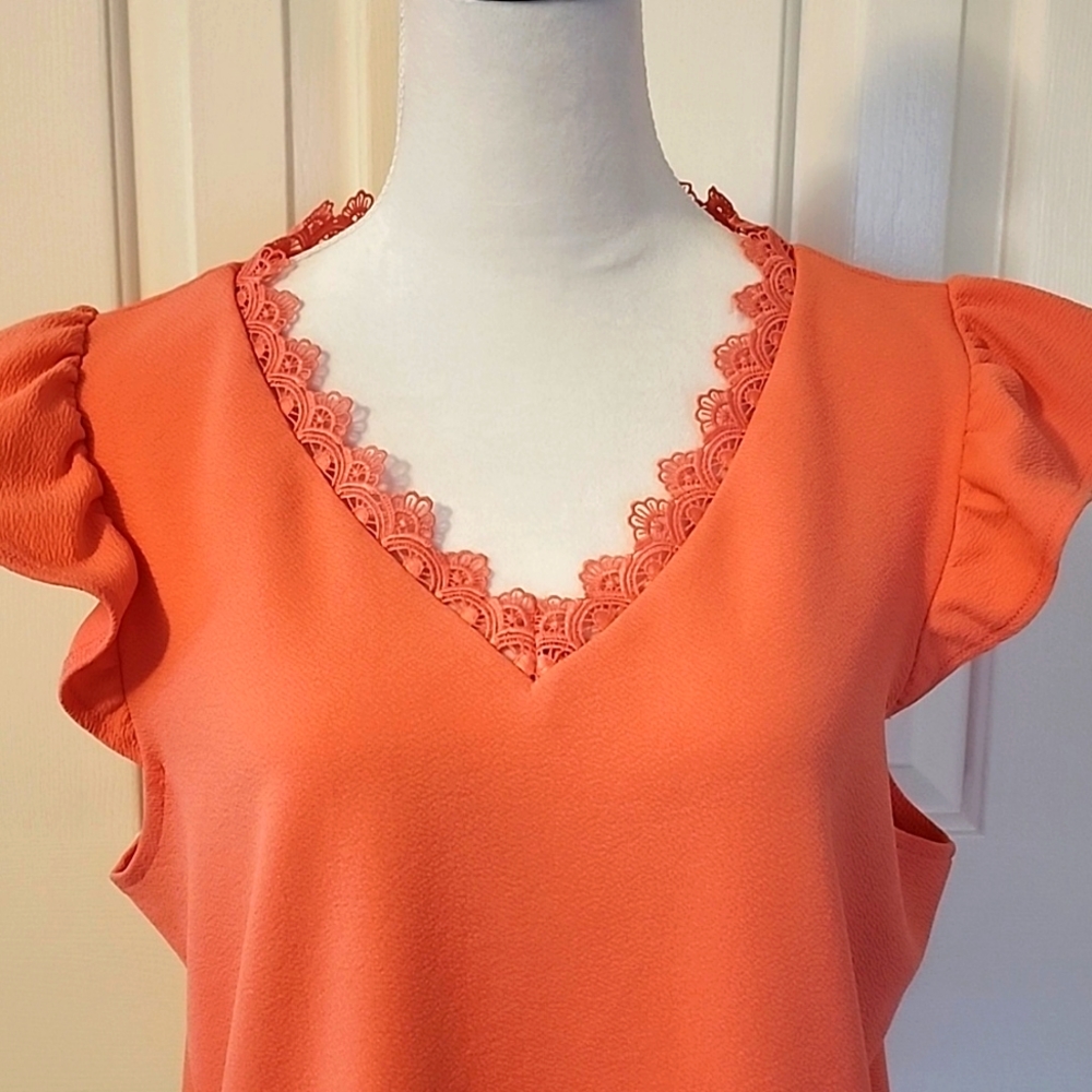 Lace Ruffle Sleeve 👚 - Picture 2 of 4